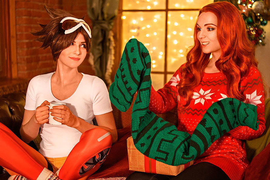 Russian Cosplay: Tracer, Emily (Xmas ver.) (Overwatch)