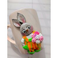 Кружка с декором Bunny With Flowers