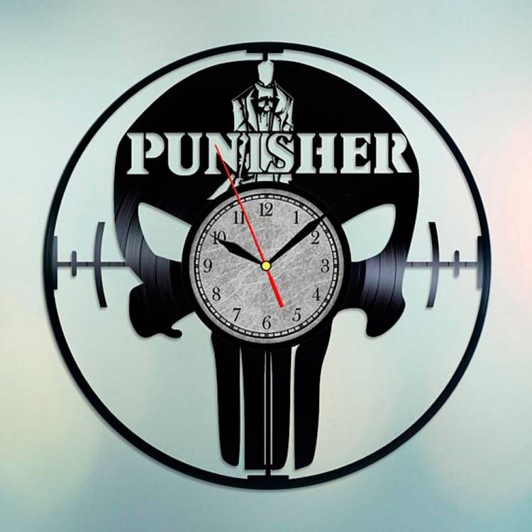 Часы настенные из винила Marvel - The Punisher [Handmade]