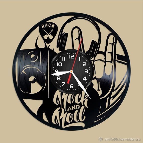 Часы настенные из винила Rock 'n' Roll V.3 [Handmade]