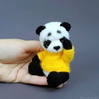 Мягкая игрушка Micro Panda In Yellow Sweater [Handmade]