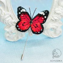 Брошь - Игла Red Butterfly 