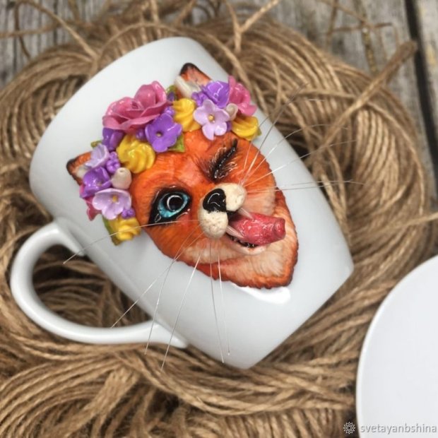 Кружка с декором Fox In Wreath