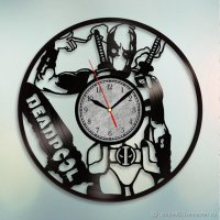 Часы настенные из винила Marvel - Deadpool V.2 [Handmade]