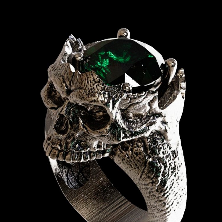 Кольцо Skull - Blessed King (Green) [Handmade]