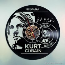 Часы настенные из винила Nirvana - Kurt Cobain [Handmade]