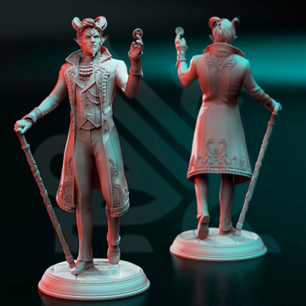 Фигурка Tiefling Xarvir Barikdral - Lucky Devil (Unpainted)