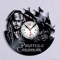 Часы настенные из винила Pirates of the Caribbean - Jack Sparrow [Handmade]
