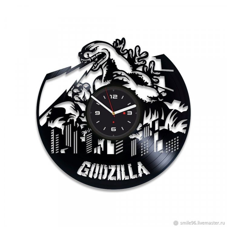 Часы настенные из винила Godzilla [Handmade]