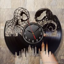 Часы настенные из винила Marvel - Spider-man VS Venom [Handmade]