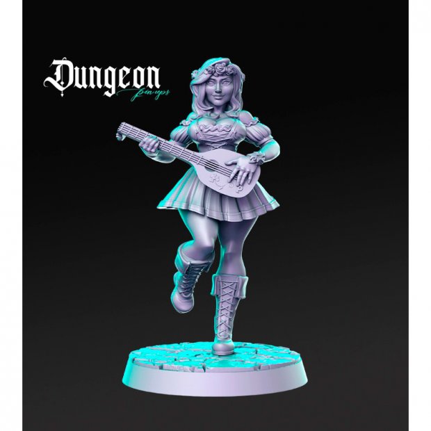 Фигурка Bard Girl with lute (Unpainted)