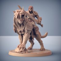 Фигурка Barbarian Kogre riding a saber-toothed tiger (Unpainted)