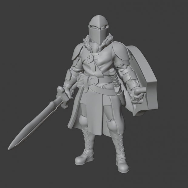 Фигурка Fighter with sword and shield (Unpainted)