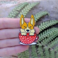 Брошь Corgi in Cup