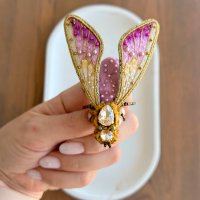 Брошь Embroidered Lilac Moth