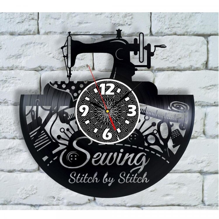 Часы настенные из винила Sewing [Handmade]