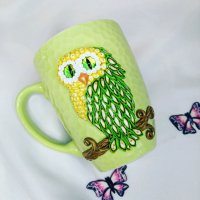 Кружка с декором Green Owl On Branch