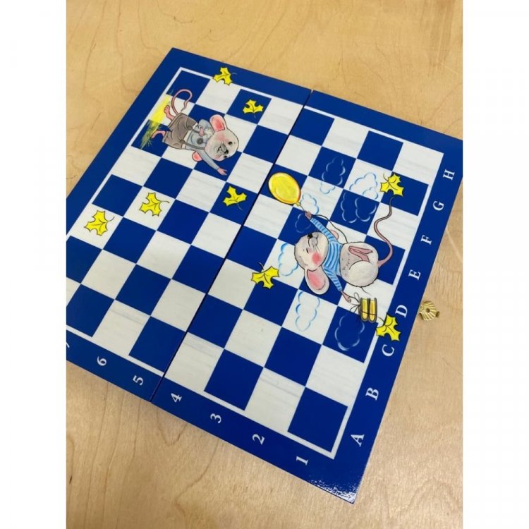 Обиходные Шахматы Merry Mice (Blue) [Handmade]