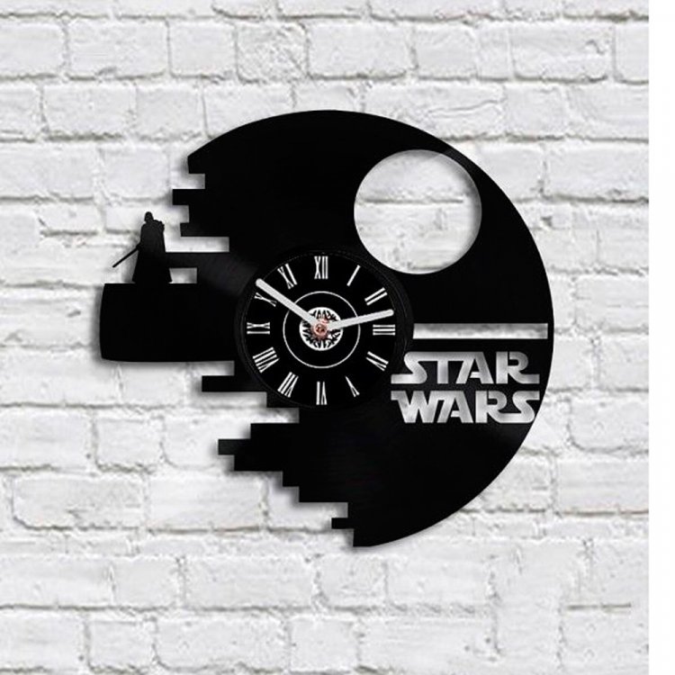 Часы настенные из винила Star Wars - Death Star [Handmade]