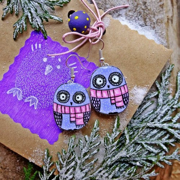 Серьги Owl in Scarf